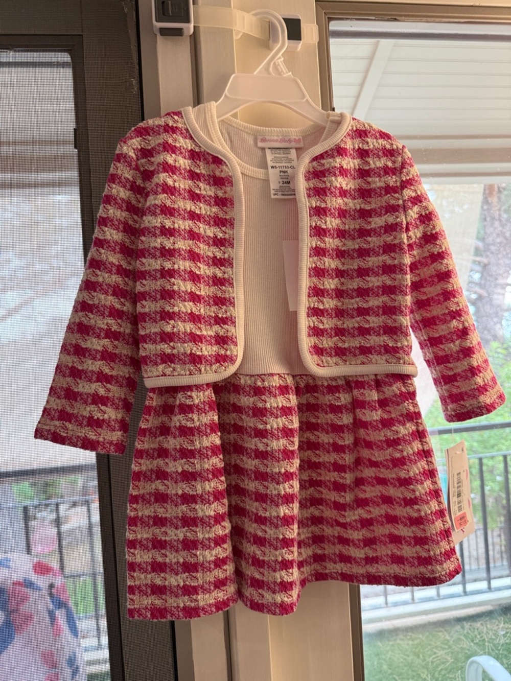 Bonnie Baby Pink and White Tweed Dress with Jacket